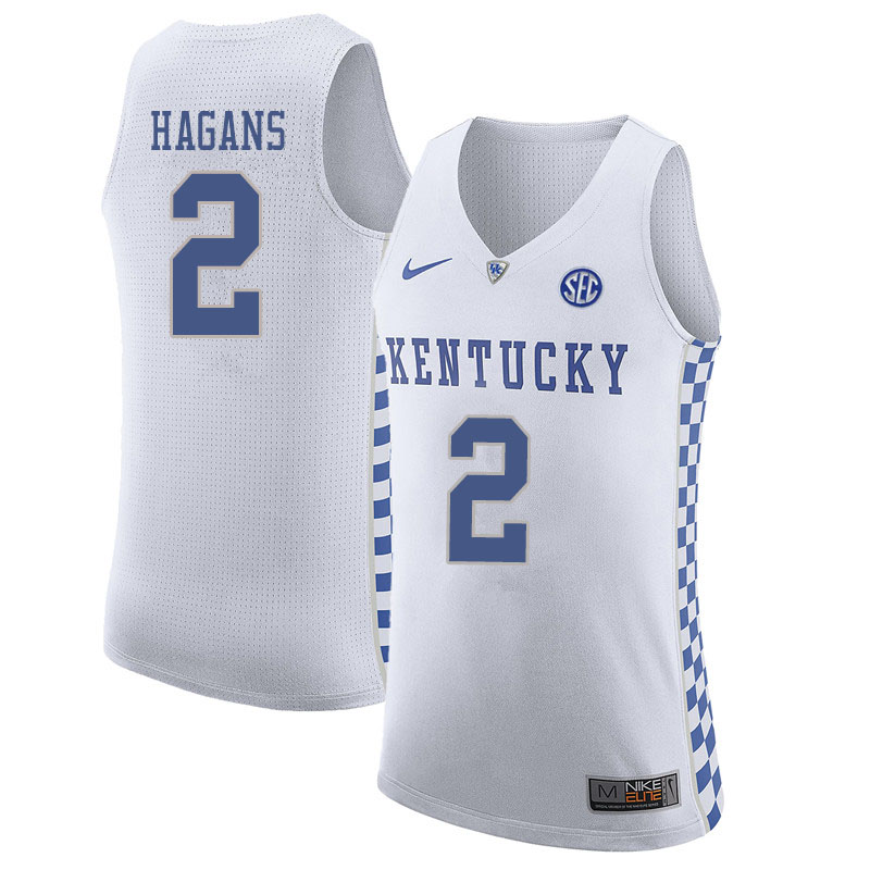 Men #2 Ashton Hagans Kentucky Wildcats College Basketball Jersyes Sale-White